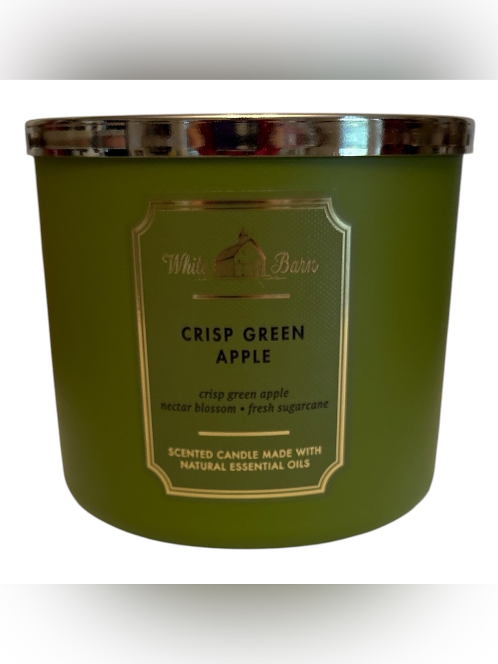 Bath & Body Works White Barn candle 14.5 oz 3 wick new Crisp Green Apple
